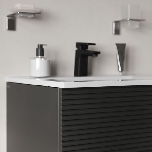 Тумба с раковиной IDDIS Bild BIL60G0i95K 60х45х50 подвесная цвет темно-серый - фото 5