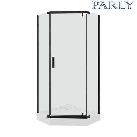 Душевой уголок Parly ZPE911B 90х90 стекло прозрачное профиль черный с поддоном