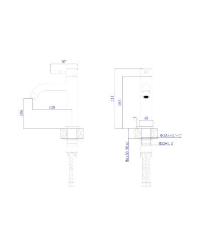 Смеситель Rush Melos SUS1101-11Black на раковину черный