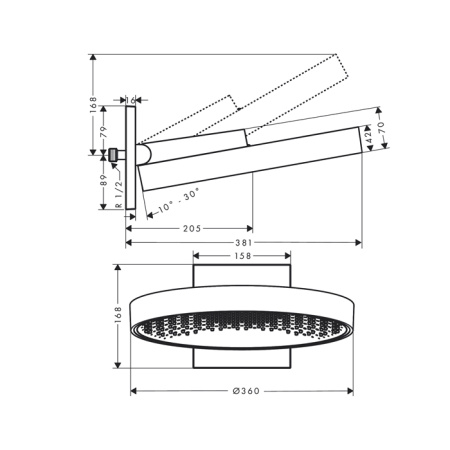 Верхний душ Hansgrohe Rainfinity 26230990 35х35 золото