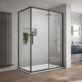 Душевой уголок Vincea Slim-U VSR-2SU9012CLB 120х90 стекло прозрачное профиль черный без поддона