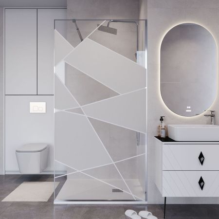 Душевая перегородка Niagara Nova NG-660-12 120х195 стекло с рисунком профиль хром