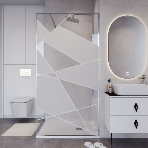 Душевая перегородка Niagara Nova NG-660-90 90х195 стекло прозрачное с рисунком профиль хром глянцевый - фото 3