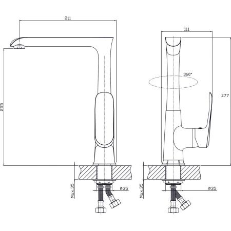 Смеситель для кухни Rush Gozo GZ3735-23 на мойку хром