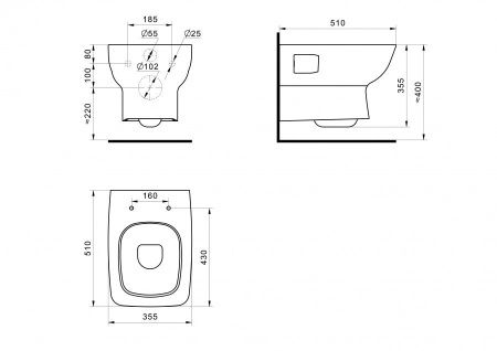 Унитаз подвесной Santek Нео 1WH302423 белый с сиденьем микролифт душевой смыв
