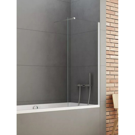 Душевая шторка на ванну New Trendy NEW SOLEO Chrome P-0075-WP 80х140 стекло прозрачное профиль хром глянцевый ориентация универсальная