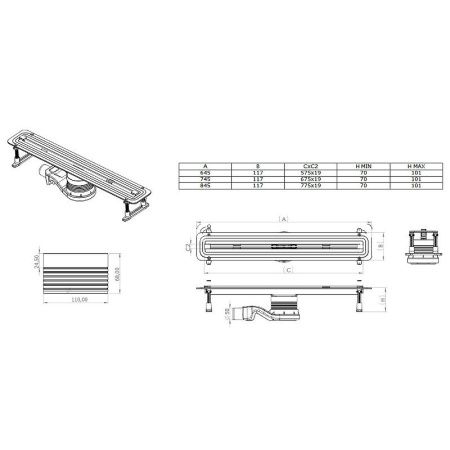 Душевой лоток Allen Brau Liberty 9.50002.SS 85х10 нержавеющая сталь
