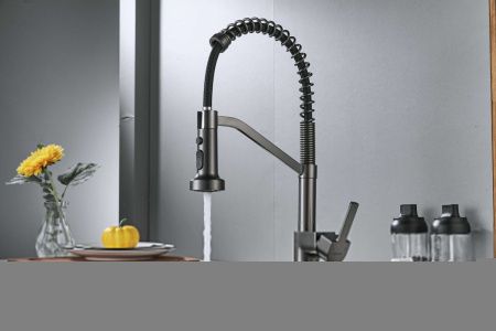 Смеситель для кухни Shevanik S963T на мойку оружейная сталь