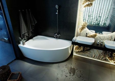 Ванна акриловая Aquatek Фиджи FID170-0000006 170х110 пристенная асимметричная с каркасом без ручек