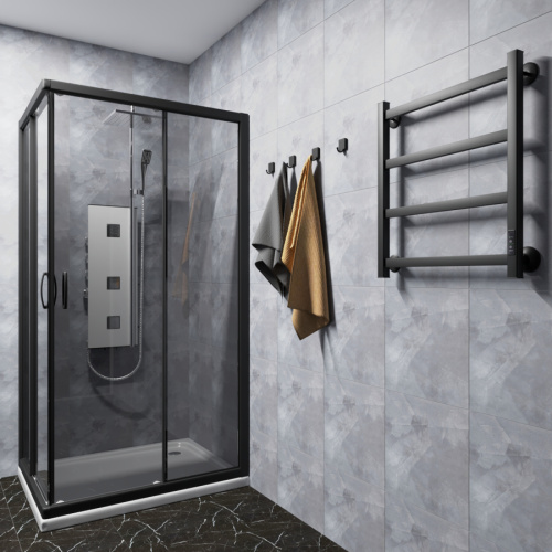 Полотенцесушитель Маргроид Вид 81-10 профильный 8110p-6050-1081-9005R 56х60 электрический черный матовый - фото 3