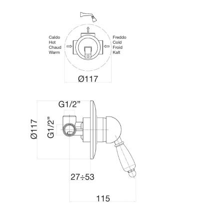 Смеситель для ванны и душа Fiore Imperiale 83CO5130 встраиваемый в стену хром/золото
