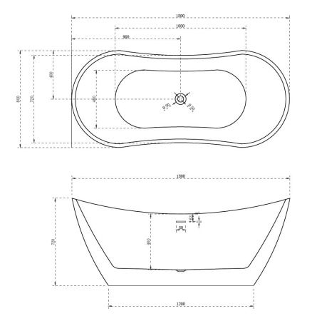 Ванна акриловая Abber AB9322 180х80 отдельностоящая овальная с каркасом