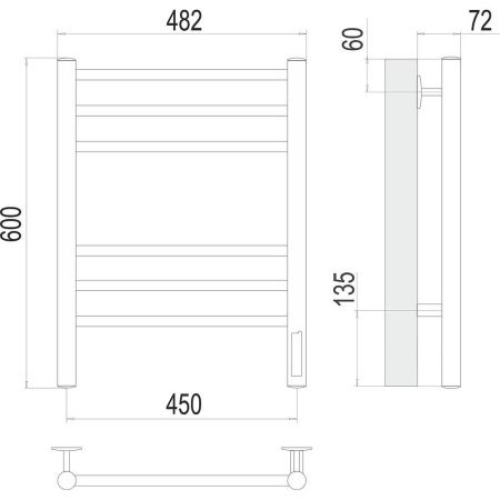 Полотенцесушитель электрический Terminus 4670078542946 50х60 черный