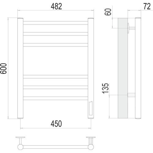 Полотенцесушитель Terminus 4670078527479 48х60 электрический черный - фото 3