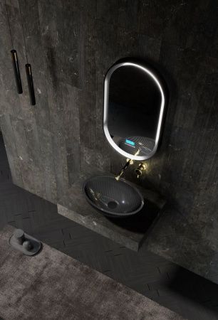 Раковина карбоновая Abber KARBON AK2042 50х40 накладная цвет черный без отверстий под смеситель