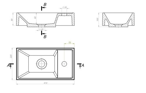 Раковина из искусственного мрамора Stella Polar Бриз SP-00001650 41х23 встраиваемая цвет белый - фото 3