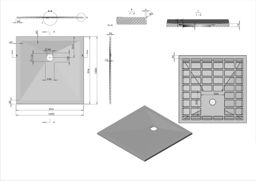 Душевой поддон Vincea H25 VST-4SR1010A 100х100 искусственный камень антрацит - фото 5