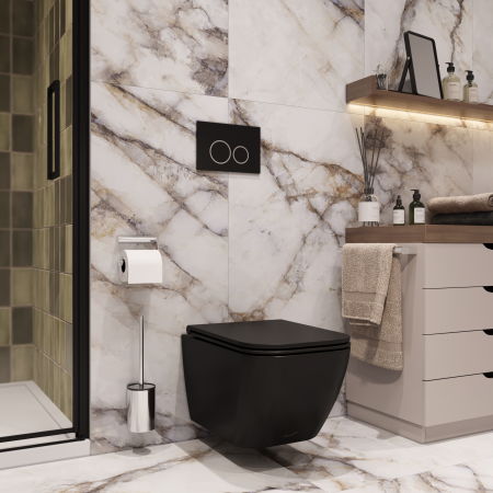 Унитаз подвесной Cerutti SPA CT8920 черный матовый с сиденьем микролифт безободковый каскадный смыв