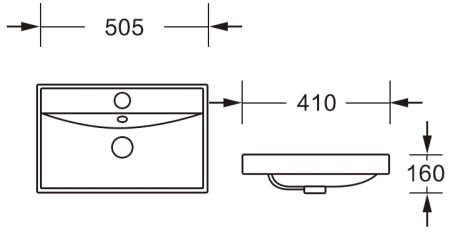 Раковина из сантехнического фарфора Milleau MIEL MU7028H-GW 50х40 встраиваемая цвет белый 1 отверстие под смеситель