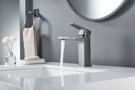 Смеситель Shevanik S9701T на раковину оружейная сталь