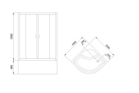 Душевой уголок Royal Bath BK RB100BK-C-CH 100х100 стекло рифленое профиль хром с поддоном