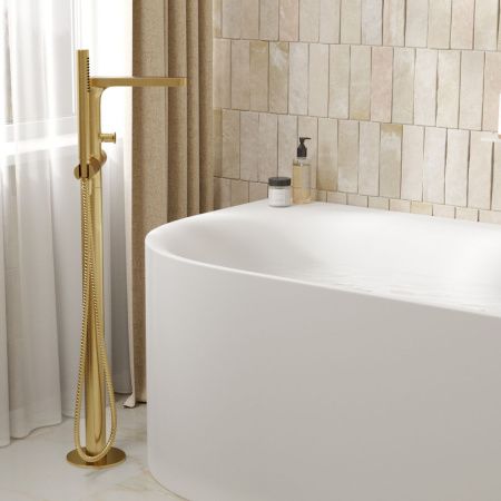 Смеситель для ванны и душа Wasserkraft Schunter 8200 8221 напольный золото