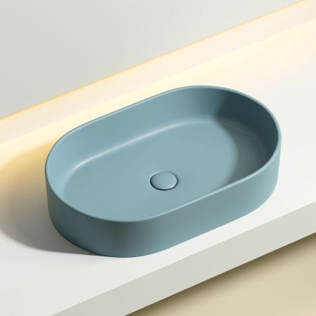 Раковина из сантехнического фарфора Ceramica Nova ELEMENT CN6048MLG 60х40 накладная цвет зеленый без отверстий под смеситель