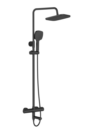Душевая стойка Orange Thermo T02S4-911b настенная цвет черный с термостатом
