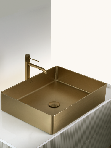 Раковина из нержавеющей стали AltroBagno Accordo AltroBagnoAccordo001009OrSp 50х40 накладная цвет золото матовое - фото 4