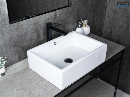 Раковина керамическая Gid Geométrico 51125 50х40 накладная цвет белый без отверстий под смеситель