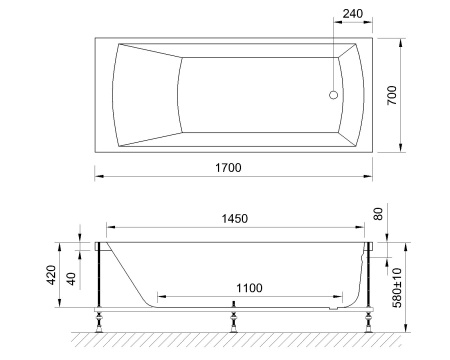 Ванна акриловая гидромассажная Royal Bath VIENNA RB953203ST 170х70 пристенная прямоугольная с каркасом