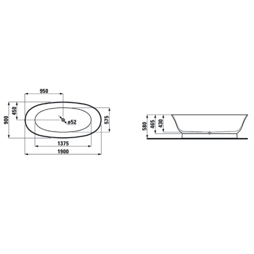 Ванна акриловая Laufen New Classic 2.2085.2.000.000.1 190х90 отдельностоящая овальная - фото 2 Ванна акриловая Laufen New Classic 2.2085.2.000.000.1 190х90 отдельностоящая овальная - фото 2