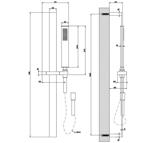 Душевой гарнитур Gessi Rettangolo 20145#031 настенный хром - фото 2