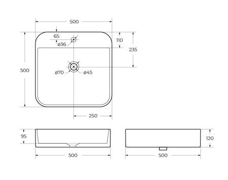 Раковина из сантехнического фаянса Cezares CZR-LFT-50-LVB 50х50 накладная цвет белый 1 отверстие под смеситель