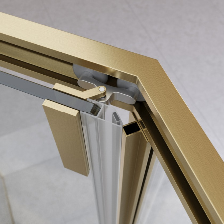 Душевой уголок Cezares RELAX 304 RELAX-304-P-1-100-C-BORO 100х100 стекло прозрачное профиль золото брашированное без поддона