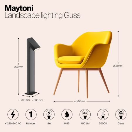 Уличный ландшафтный светодиодный светильник Maytoni Outdoor Guss (Гусс) O592FL-L15GF3K