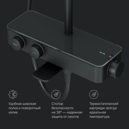 Душевая стойка Am.Pm Inspire V2.0 F0750A522 настенная цвет черный с термостатом