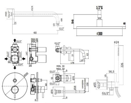 Душевая система Paffoni Light KITLIG015HG006KING встраиваемая в стену