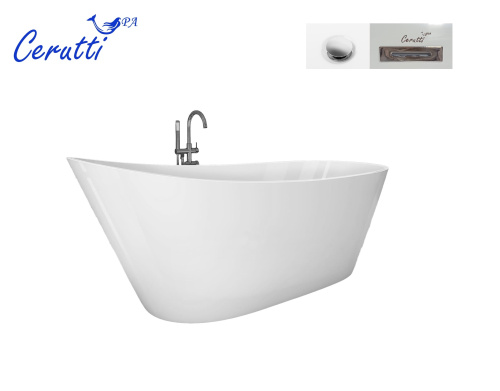 Ванна акриловая Cerutti SPA CT10864 170х75 отдельностоящая овальная - фото 4