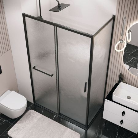 Душевой уголок Grossman Style 120.K33.05.1090.21.02 100х90 стекло текстурное профиль черный без поддона