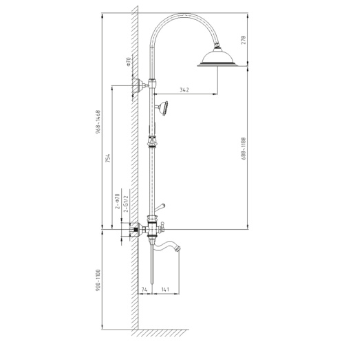 Душевая стойка Timo Tetra-thermo SX-0169/00 настенная цвет хром - фото 2