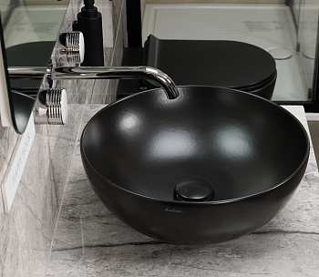 Раковина из санфаянса Hatria HAPPY HOUR A0Y1VF02 40х40 накладная цвет черный матовый