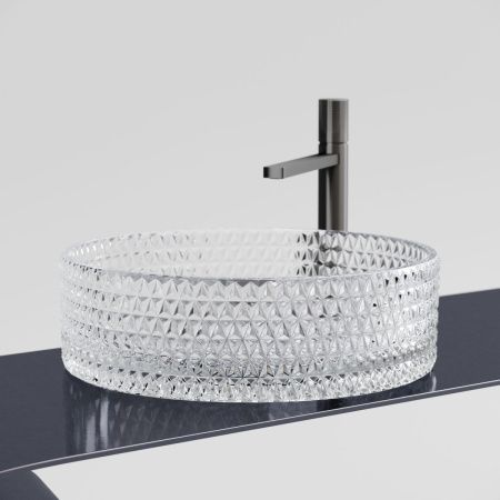 Раковина стеклянная Ceramica Nova CRISTAL CN6062 40х40 накладная цвет прозрачный без отверстий под смеситель