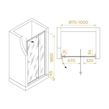 Душевая дверь RGW Passage 41080209-14 90х185 стекло прозрачное профиль черный
