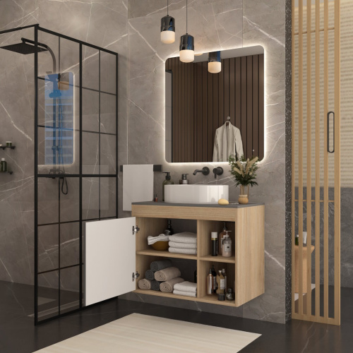 Тумба под раковину Teymi Nura T60534 80х45х62 подвесная цвет дуб/графит - фото 3