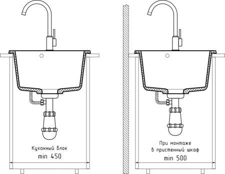 Кухонная мойка Granfest Praktik P-505 топаз 43х51 цвет серый поверхность матовая