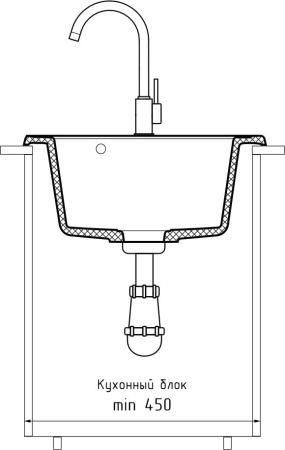 Кухонная мойка Granfest Quarz 08 песочный 48х48 цвет бежевый поверхность матовая