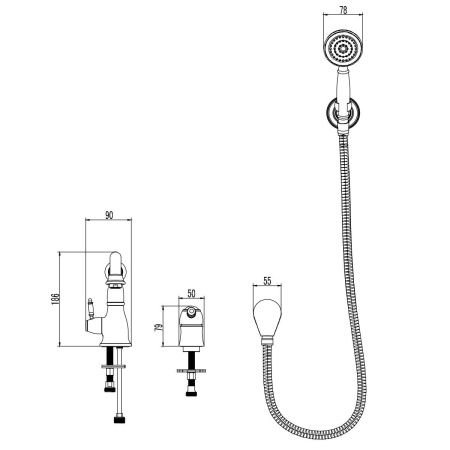 Смеситель LeMark Villa LM4847C на борт ванны хром