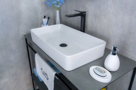 Раковина керамическая Gid Geométrico 51140 60х34 накладная цвет белый без отверстий под смеситель