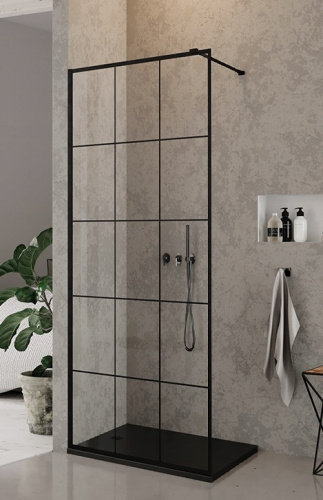 Душевой уголок Cerutti SPA MUZA T80 80х100 стекло прозрачное с рисунком профиль черный - фото 4